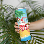 Australia Christmas In July Skinny Tumbler Happy Santa Claus With Aussie Animals