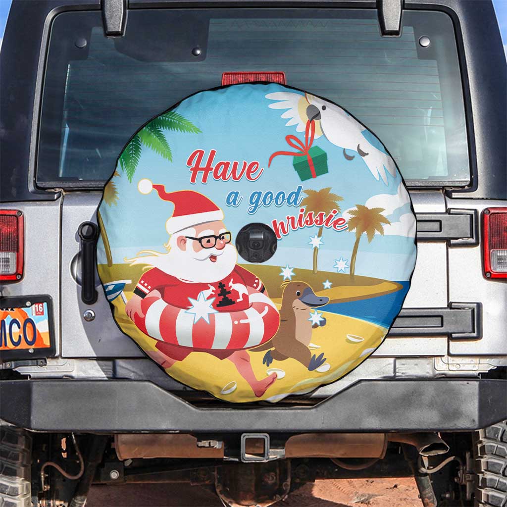 Australia Christmas In July Spare Tire Cover Happy Santa Claus With Aussie Animals