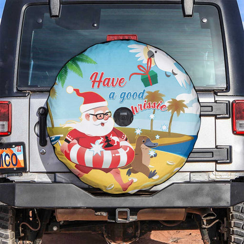 Australia Christmas In July Spare Tire Cover Happy Santa Claus With Aussie Animals