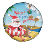 Australia Christmas In July Spare Tire Cover Happy Santa Claus With Aussie Animals