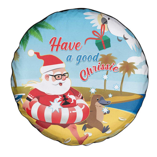 Australia Christmas In July Spare Tire Cover Happy Santa Claus With Aussie Animals