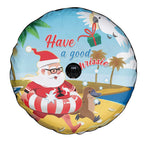 Australia Christmas In July Spare Tire Cover Happy Santa Claus With Aussie Animals