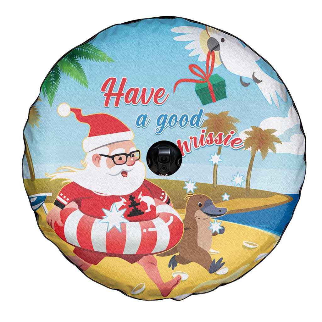 Australia Christmas In July Spare Tire Cover Happy Santa Claus With Aussie Animals