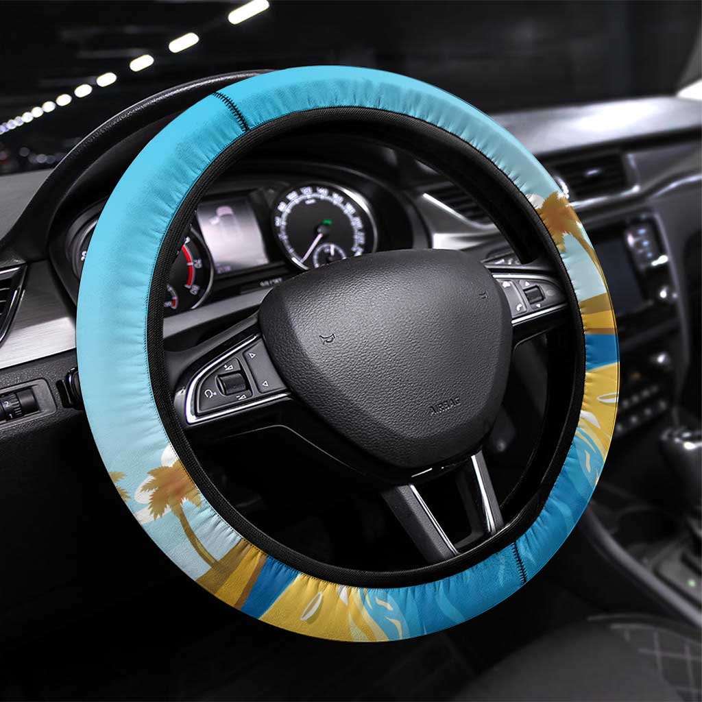 Australia Christmas In July Steering Wheel Cover Happy Santa Claus With Aussie Animals