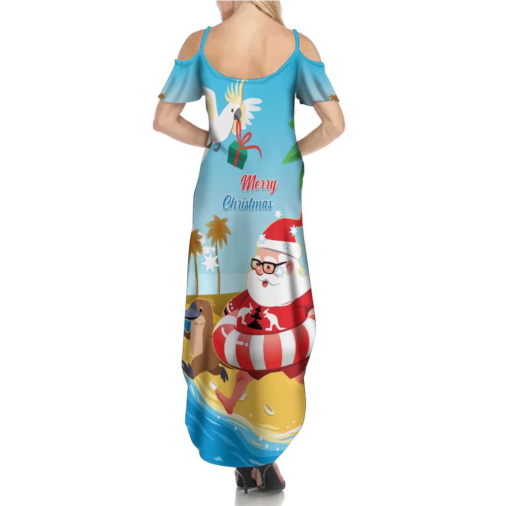 Australia Christmas In July Summer Maxi Dress Happy Santa Claus With Aussie Animals