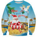 Australia Christmas In July Sweatshirt Happy Santa Claus With Aussie Animals