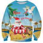 Australia Christmas In July Sweatshirt Happy Santa Claus With Aussie Animals