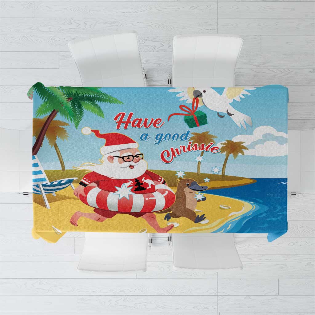 Australia Christmas In July Tablecloth Happy Santa Claus With Aussie Animals
