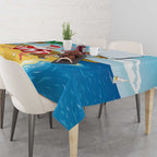 Australia Christmas In July Tablecloth Happy Santa Claus With Aussie Animals