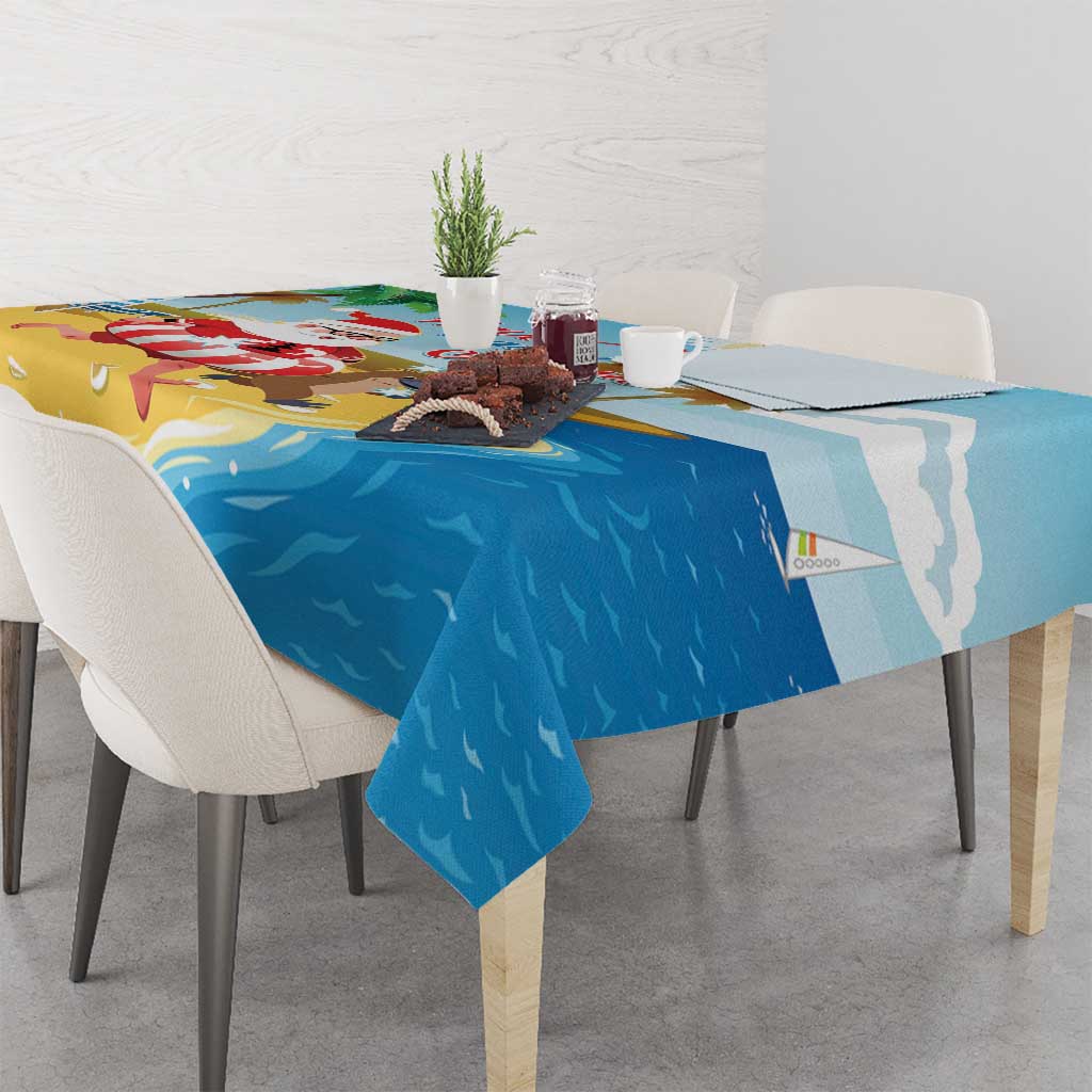 Australia Christmas In July Tablecloth Happy Santa Claus With Aussie Animals