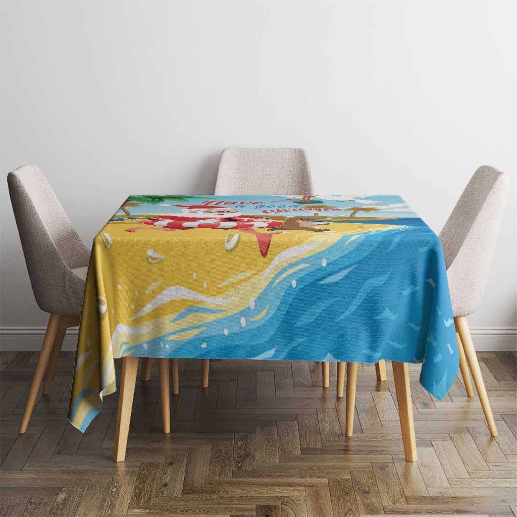 Australia Christmas In July Tablecloth Happy Santa Claus With Aussie Animals