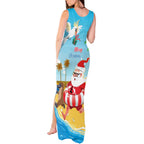 Australia Christmas In July Tank Maxi Dress Happy Santa Claus With Aussie Animals