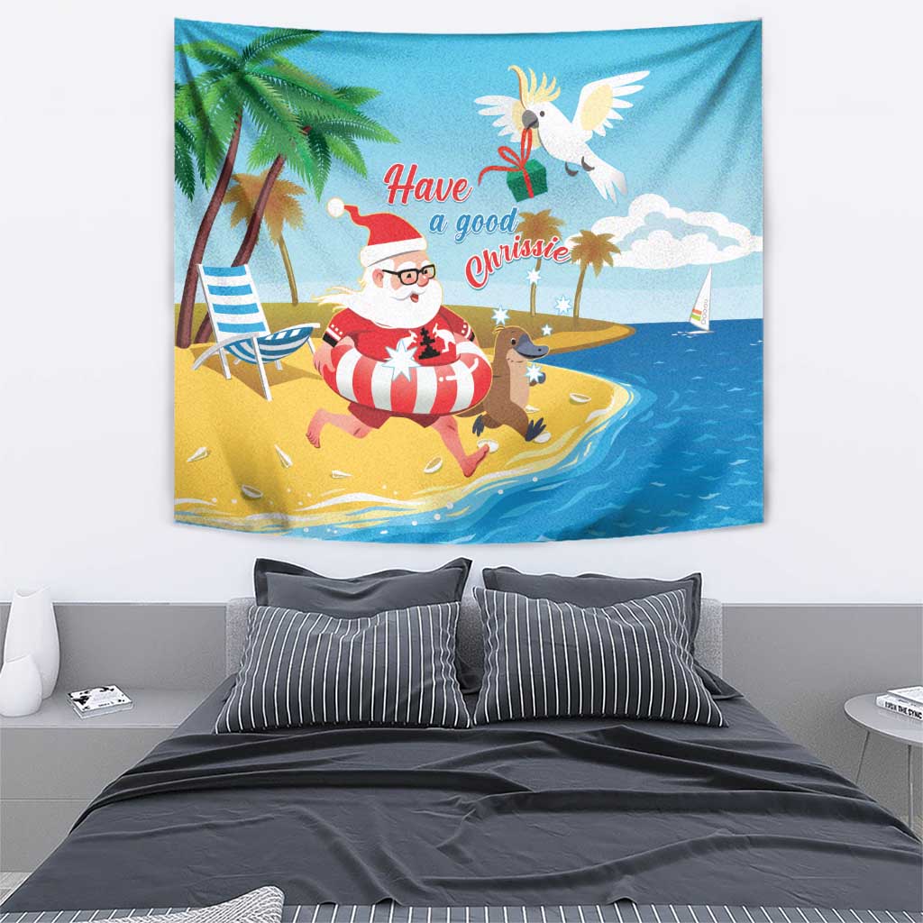 Australia Christmas In July Tapestry Happy Santa Claus With Aussie Animals