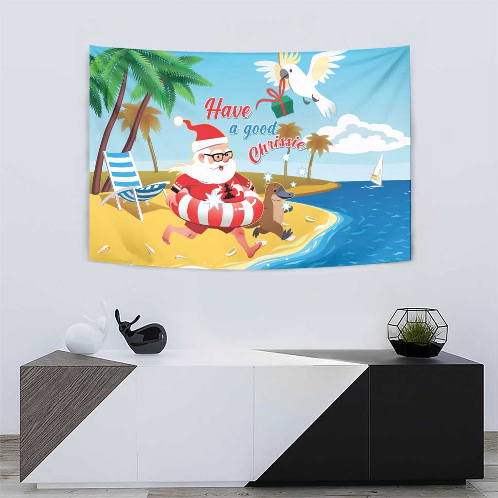 Australia Christmas In July Tapestry Happy Santa Claus With Aussie Animals