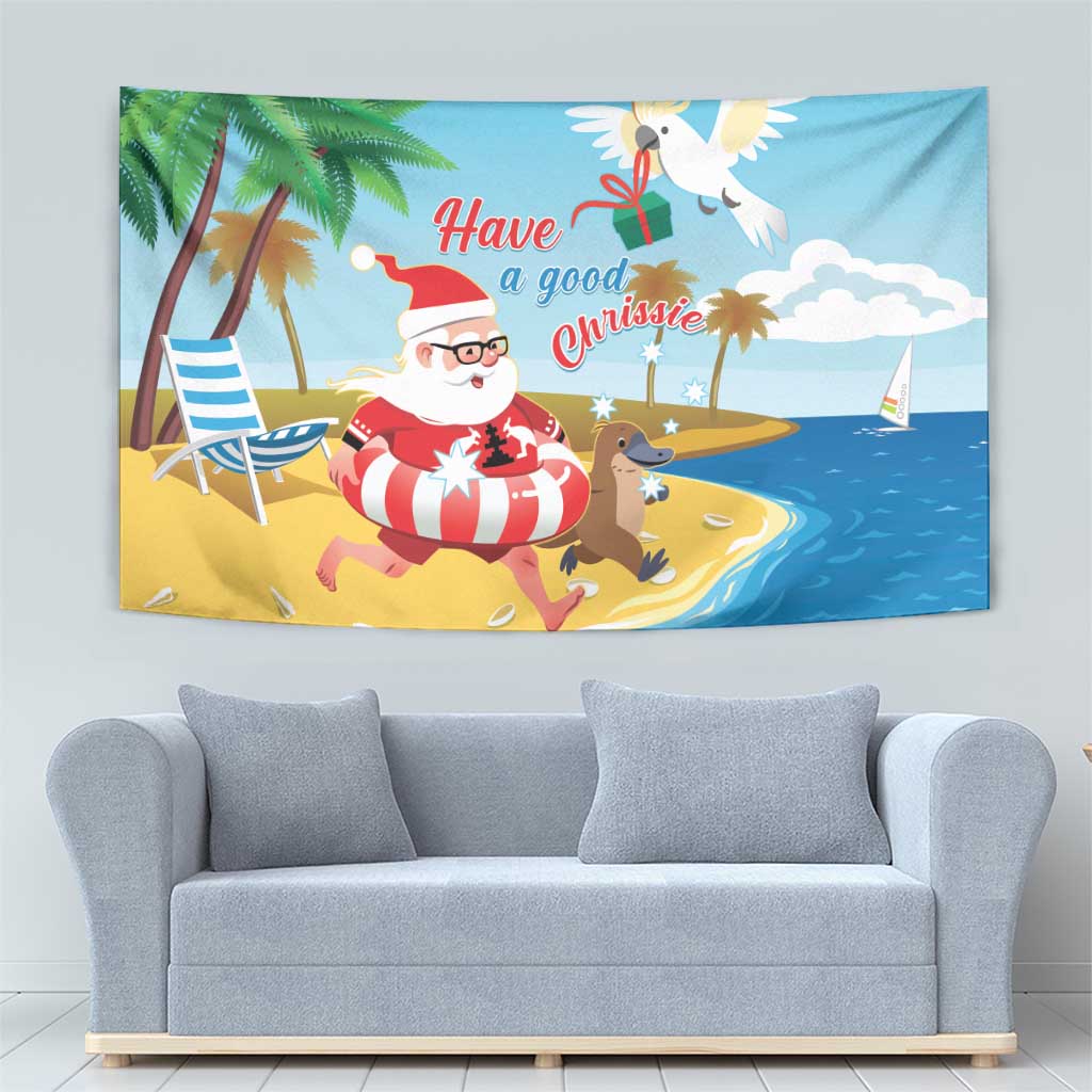 Australia Christmas In July Tapestry Happy Santa Claus With Aussie Animals