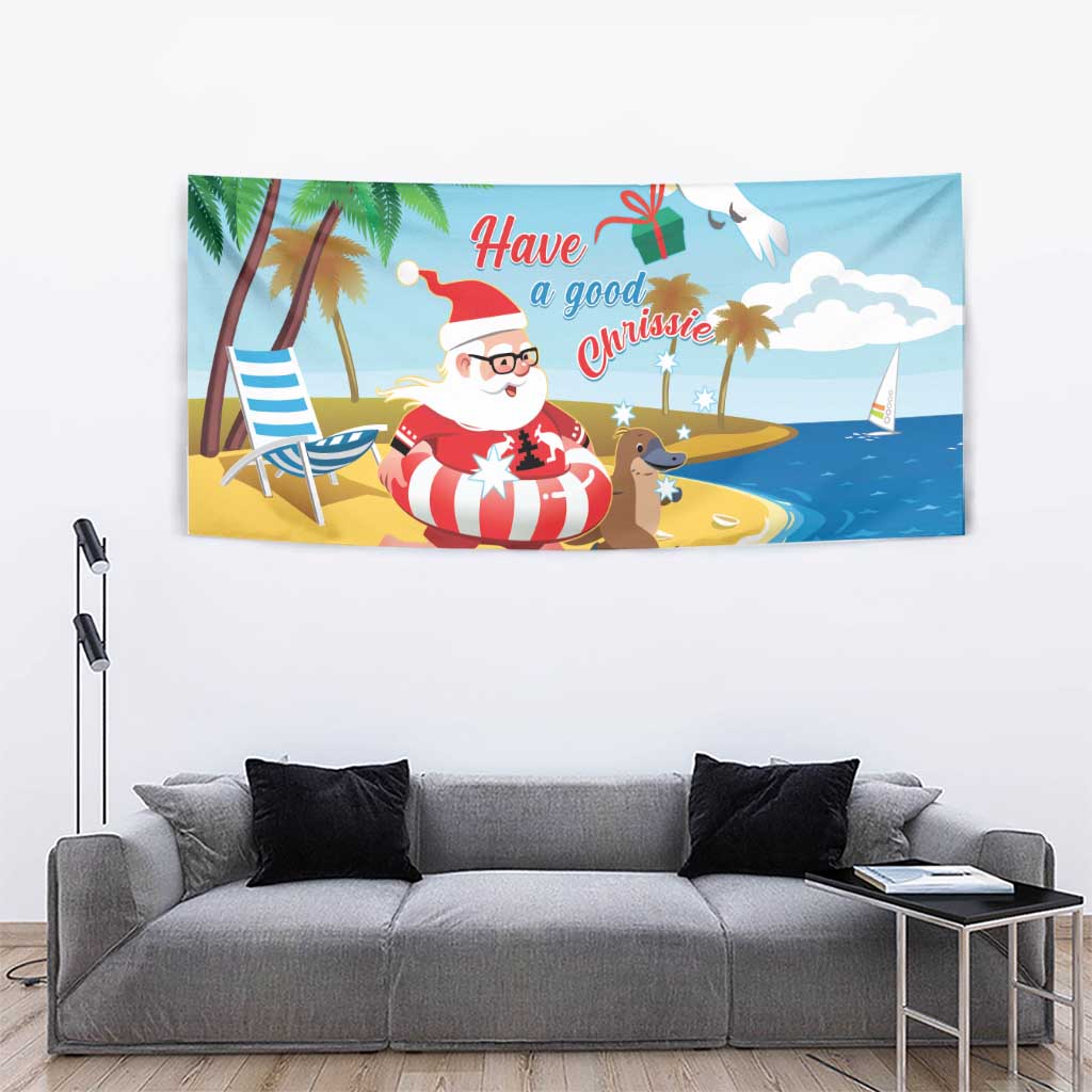 Australia Christmas In July Tapestry Happy Santa Claus With Aussie Animals