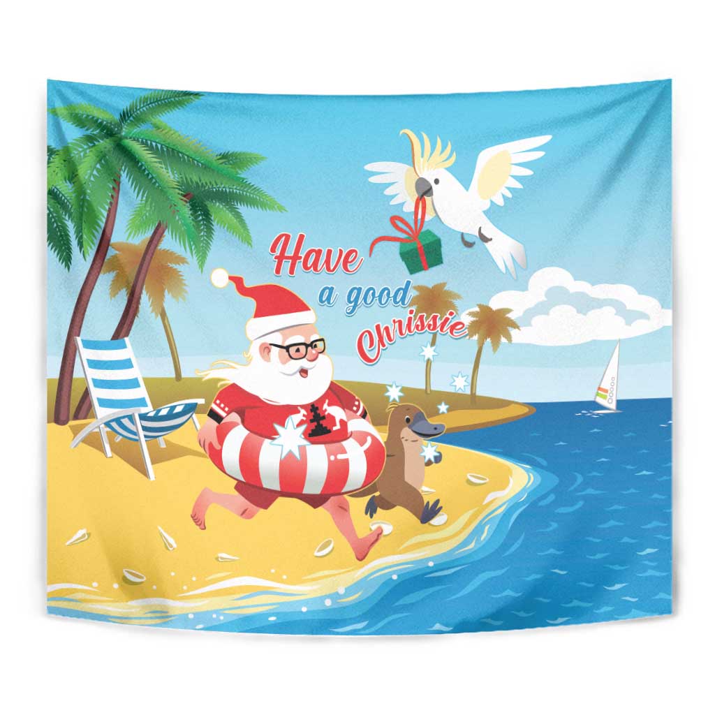 Australia Christmas In July Tapestry Happy Santa Claus With Aussie Animals