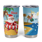 Australia Christmas In July Tumbler Cup Happy Santa Claus With Aussie Animals