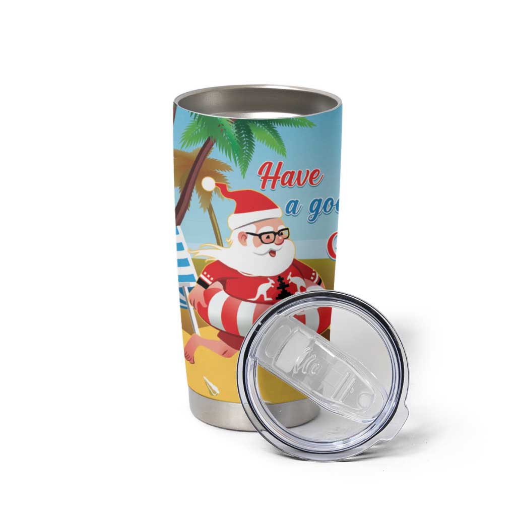 Australia Christmas In July Tumbler Cup Happy Santa Claus With Aussie Animals