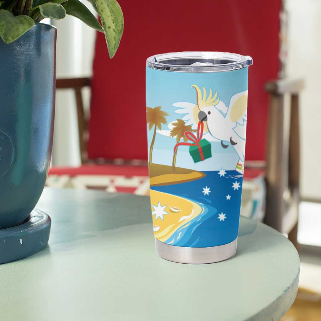 Australia Christmas In July Tumbler Cup Happy Santa Claus With Aussie Animals