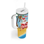 Australia Christmas In July Tumbler With Handle Happy Santa Claus With Aussie Animals