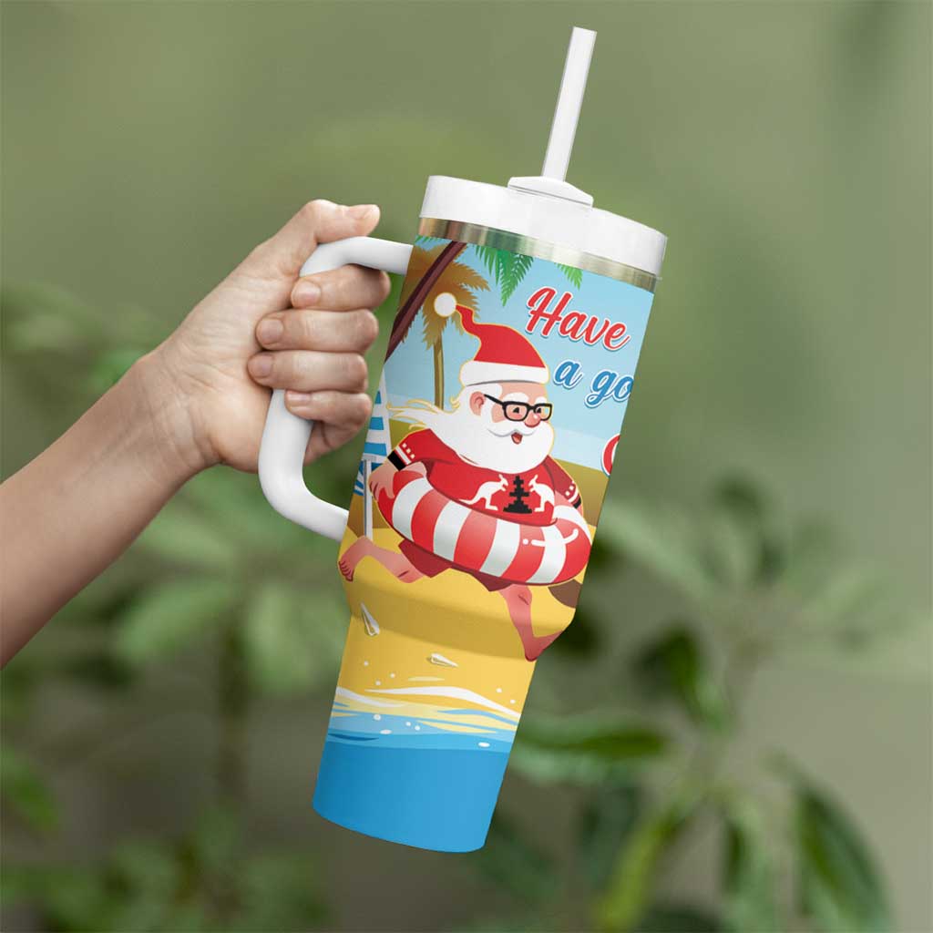 Australia Christmas In July Tumbler With Handle Happy Santa Claus With Aussie Animals