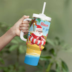 Australia Christmas In July Tumbler With Handle Happy Santa Claus With Aussie Animals