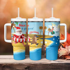 Australia Christmas In July Tumbler With Handle Happy Santa Claus With Aussie Animals