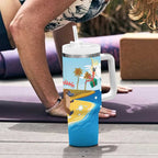Australia Christmas In July Tumbler With Handle Happy Santa Claus With Aussie Animals