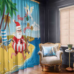 Australia Christmas In July Window Curtain Happy Santa Claus With Aussie Animals