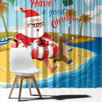 Australia Christmas In July Window Curtain Happy Santa Claus With Aussie Animals