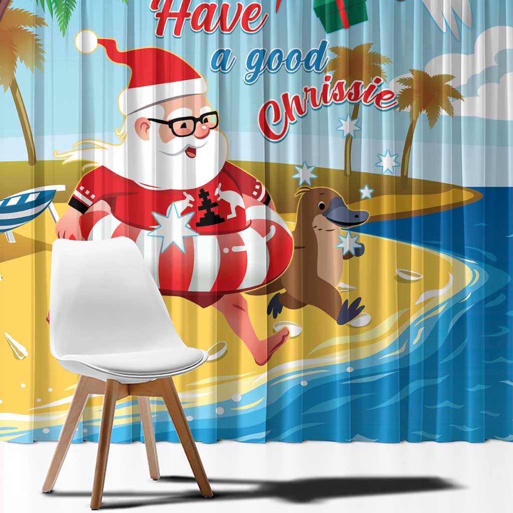 Australia Christmas In July Window Curtain Happy Santa Claus With Aussie Animals