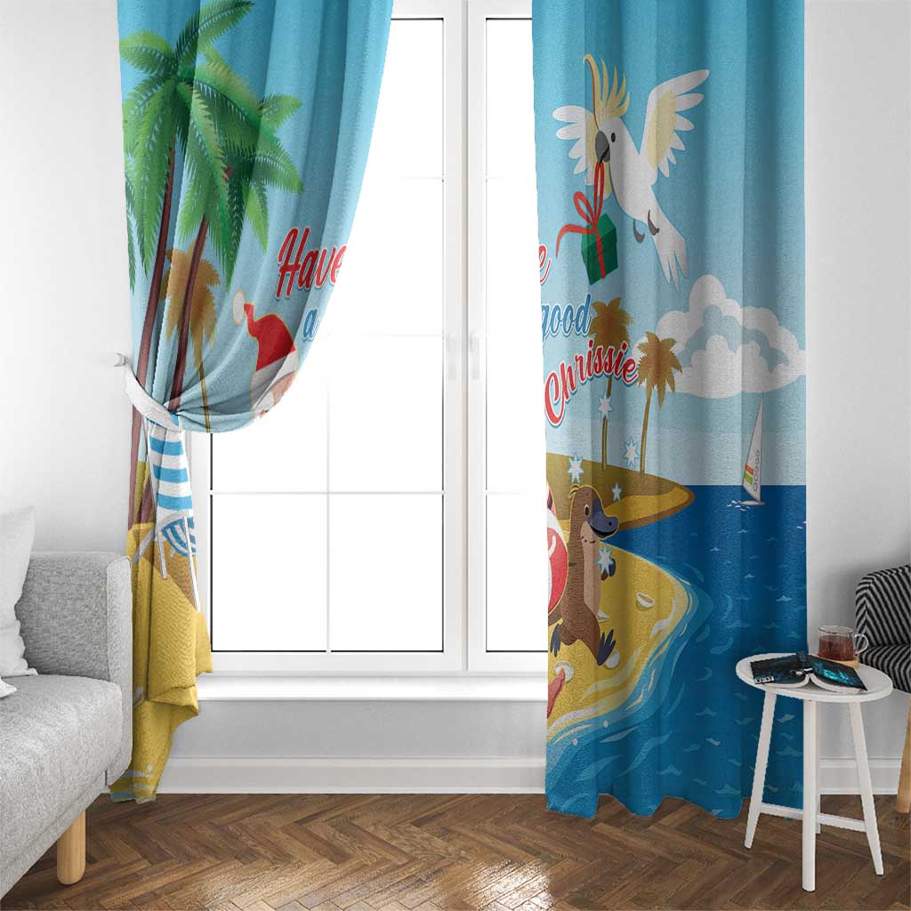 Australia Christmas In July Window Curtain Happy Santa Claus With Aussie Animals