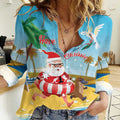 Australia Christmas In July Women Casual Shirt Happy Santa Claus With Aussie Animals