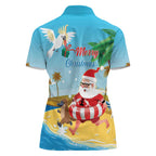 Australia Christmas In July Women Polo Shirt Happy Santa Claus With Aussie Animals