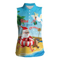 Australia Christmas In July Women Sleeveless Polo Shirt Happy Santa Claus With Aussie Animals