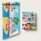 Australia Christmas In July Wrapping Paper Happy Santa Claus With Aussie Animals - Aussie Hoodie