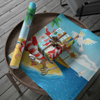 Australia Christmas In July Wrapping Paper Happy Santa Claus With Aussie Animals - Aussie Hoodie