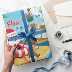 Australia Christmas In July Wrapping Paper Happy Santa Claus With Aussie Animals - Aussie Hoodie
