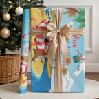 Australia Christmas In July Wrapping Paper Happy Santa Claus With Aussie Animals - Aussie Hoodie
