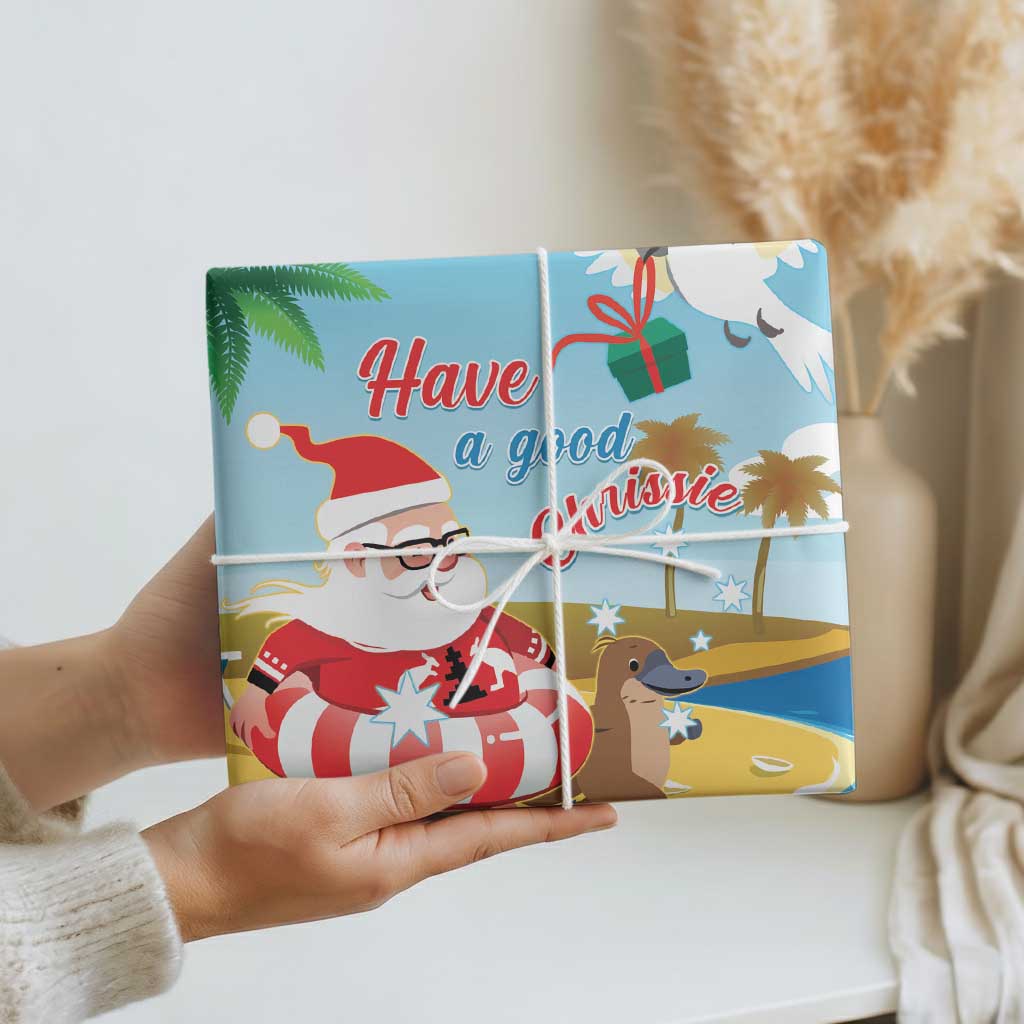 Australia Christmas In July Wrapping Paper Happy Santa Claus With Aussie Animals - Aussie Hoodie
