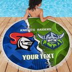 Custom Raiders And Knights Beach Blanket Together Dynamic Style