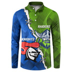 Custom Raiders And Knights Button Sweatshirt Together Dynamic Style