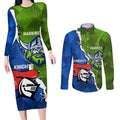 Custom Raiders And Knights Couples Matching Long Sleeve Bodycon Dress and Long Sleeve Button Shirt Together Dynamic Style