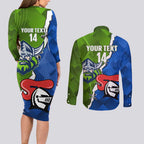 Custom Raiders And Knights Couples Matching Long Sleeve Bodycon Dress and Long Sleeve Button Shirt Together Dynamic Style