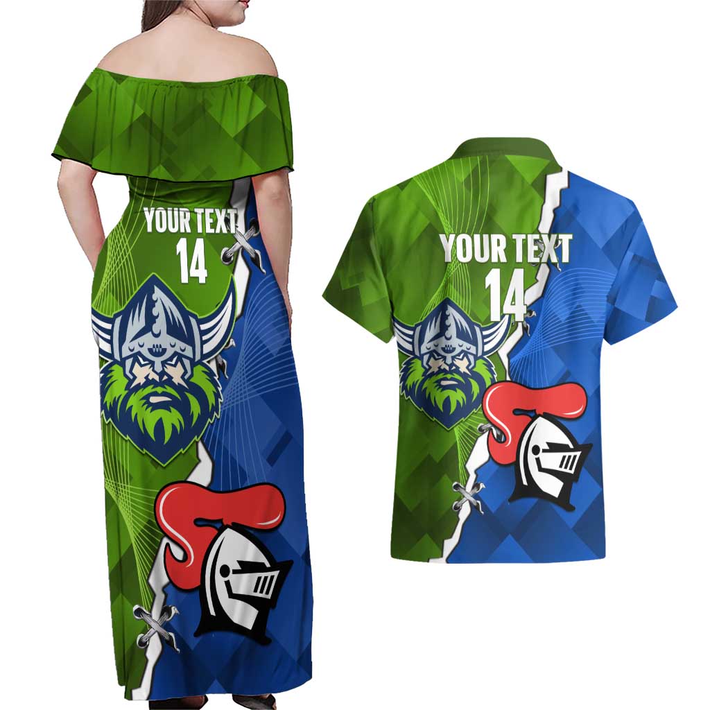 Custom Raiders And Knights Couples Matching Off Shoulder Maxi Dress and Hawaiian Shirt Together Dynamic Style
