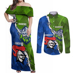 Custom Raiders And Knights Couples Matching Off Shoulder Maxi Dress and Long Sleeve Button Shirt Together Dynamic Style