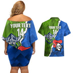 Custom Raiders And Knights Couples Matching Off Shoulder Short Dress and Hawaiian Shirt Together Dynamic Style