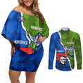Custom Raiders And Knights Couples Matching Off Shoulder Short Dress and Long Sleeve Button Shirt Together Dynamic Style