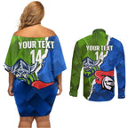 Custom Raiders And Knights Couples Matching Off Shoulder Short Dress and Long Sleeve Button Shirt Together Dynamic Style